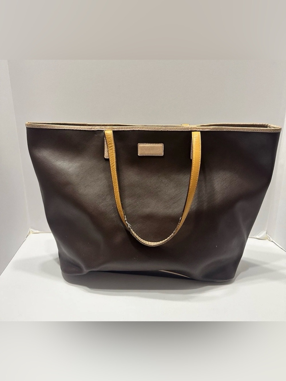 Coach Brown Tote with Light Tan Trim